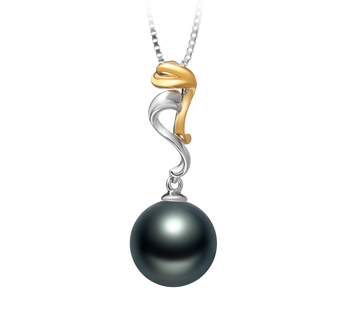 10-11mm taitiano Pingente em Brianna Preto