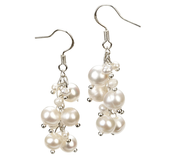 3-7mm Água doce Conjunto de brincos em Breeze Branco