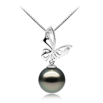 11-12mm taitiano Pingente em Borboleta Preto