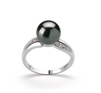 8-9mm taitiano Anel em Caroline Preto