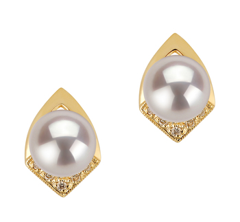 7-8mm Akoya japonesa Conjunto de brincos em Catrina Branco