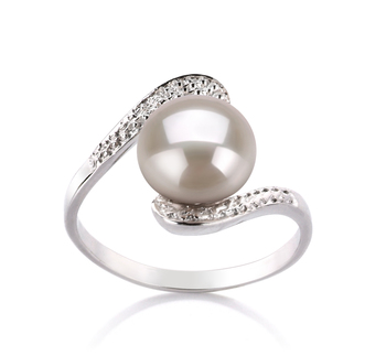 9-10mm Água doce Anel em Chantel Branco