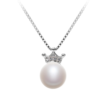 8-9mm Água doce Pingente em Coroa Branco