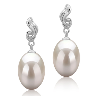 9-10mm Água doce Conjunto de brincos em Débora Branco
