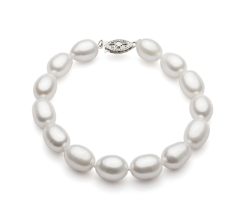 8.5-9.5mm Água doce Pulseira em Queda Branco