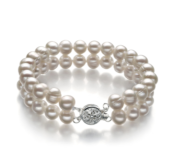 6-7mm Água doce Pulseira em Eda Branco