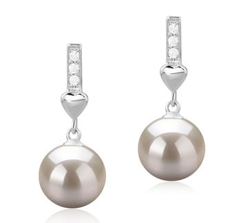 9-10mm Água doce Conjunto de brincos em Erma Branco