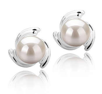 8-9mm Água doce Conjunto de brincos em Eva Branco