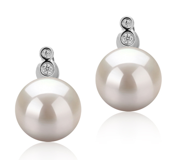 10-11mm Água doce Conjunto de brincos em Hailey Branco
