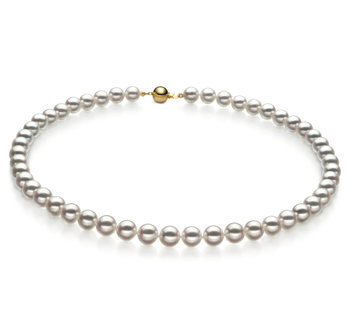 7-7.5mm Akoya japonesa Colar em Hanadama 16-polegada Branco