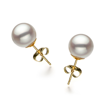 8.5-9mm Akoya japonesa Conjunto de brincos em Hanadama Branco