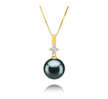 10-11mm taitiano Pingente em Hilda Preto
