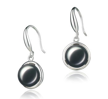 9-10mm Água doce Conjunto de brincos em Holly Tingido de preto