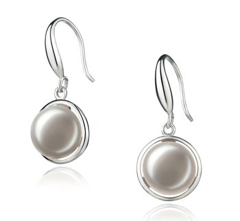 9-10mm Água doce Conjunto de brincos em Holly Branco