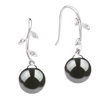 9-10mm taitiano Conjunto de brincos em Honra Preto