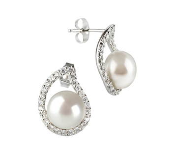 9-10mm Água doce Conjunto de brincos em Isabella Branco