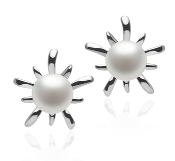 6-7mm Água doce Conjunto de brincos em Promova 'Jamelia' Branco