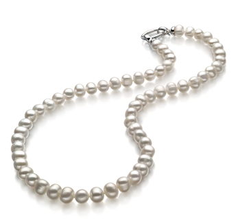 8-9mm Água doce Colar em Alegria Branco