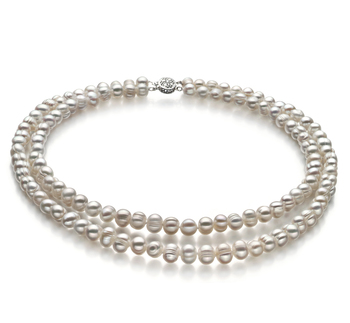 6-7mm Água doce Colar em Julienne Branco