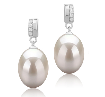 9-10mm Água doce Conjunto de brincos em Karley Branco