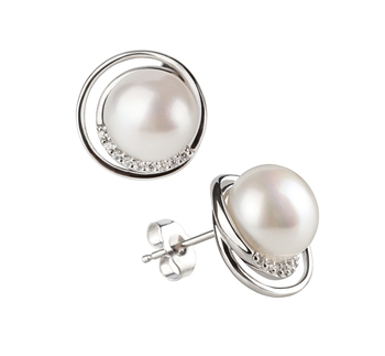9-10mm Água doce Conjunto de brincos em Kelly Branco
