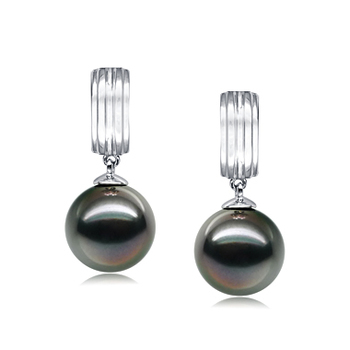 9-10mm taitiano Conjunto de brincos em Kiyam Preto