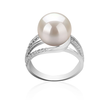10-11mm Água doce Anel em Layana Branco