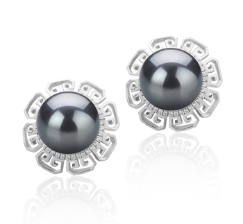9-10mm taitiano Conjunto de brincos em Leonie Preto