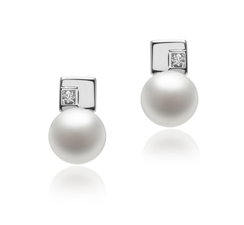 8-9mm Água doce Conjunto de brincos em Doce Branco