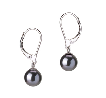 7-8mm Água doce Conjunto de brincos em Marcella Tingido de preto
