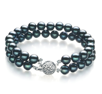 6-7mm Akoya japonesa Pulseira em Promoções Preto