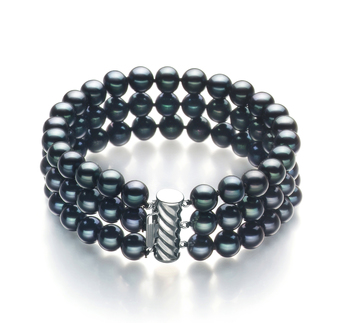 6-7mm Água doce Pulseira em Vendas Tingido de preto
