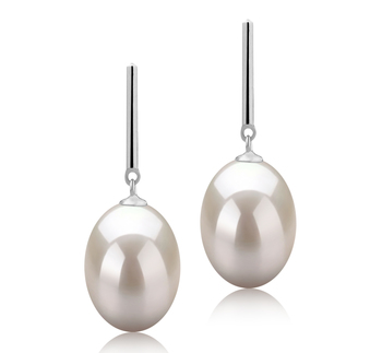 9-10mm Água doce Conjunto de brincos em Melinda Branco