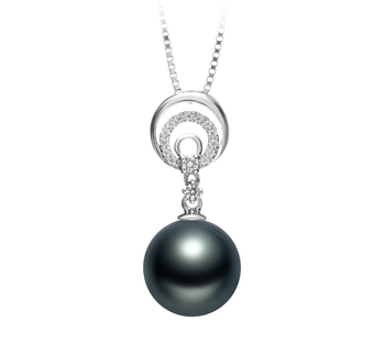 10-11mm taitiano Pingente em Meredith Preto