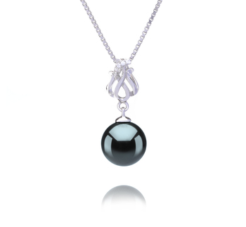 9-10mm taitiano Pingente em Merina Preto