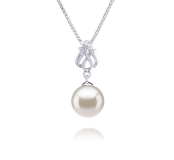 9-10mm Água doce Pingente em Merina Branco