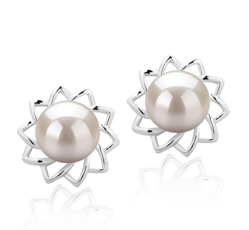 7-8mm Água doce Conjunto de brincos em Morgan Branco