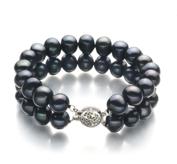 8-9mm Água doce Pulseira em Tingido de preto