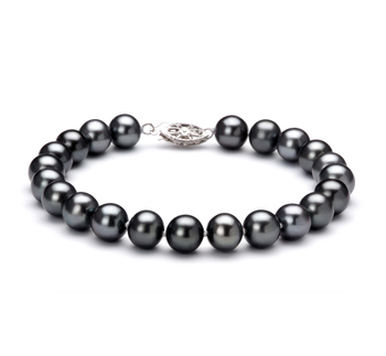 7.5-8.5mm Água doce Pulseira em Tingido de preto