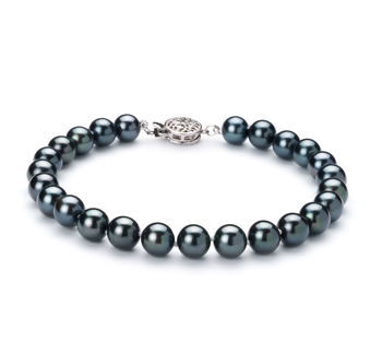 6.5-7mm Akoya japonesa Pulseira em Preto