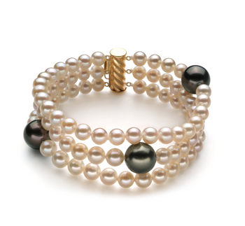 5-11mm Taiti e água doce Pulseira em Preto
