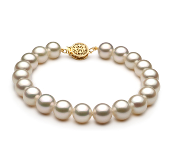 8-9mm Água doce Pulseira em Branco