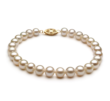 6-7mm Água doce Pulseira em Branco