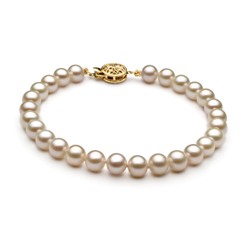 6-7mm Água doce Pulseira em Branco