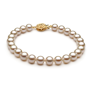 6-7mm Água doce Pulseira em Branco