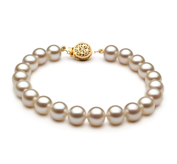 7-8mm Água doce Pulseira em Branco
