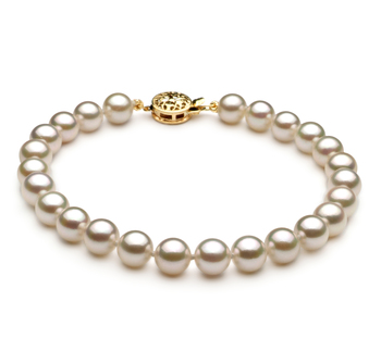 6-7mm Akoya japonesa Pulseira em Branco