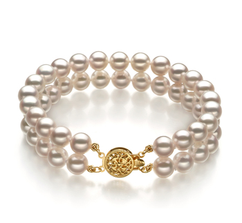 6-7mm Akoya japonesa Pulseira em Branco