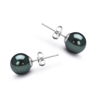 7-8mm Akoya japonesa Conjunto de brincos em Preto