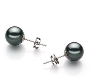 8-9mm taitiano Conjunto de brincos em Preto
